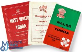 1971 & 1974 Overseas Tourists in Wales Rugby Programmes (3): Tonga v Wales & West Wales and