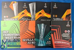 Collection of Europa Finals match programmes 2019 Chelsea v Arsenal at Baku, 2020 Sevilla v