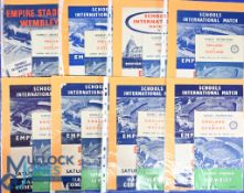 Collection of England international schools match programmes (plus community singing sheet with each