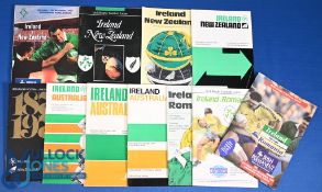 1967-1997 Ireland v Tourists Rugby programmes (11): 1967, 68 & 76 v Australia; 1973, 74, 78, 89 & 97