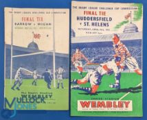 1951-1953 Rugby League Challenge Cup Final Programmes: a 1951 Barrow v Wigans, and 1953 Huddersfield