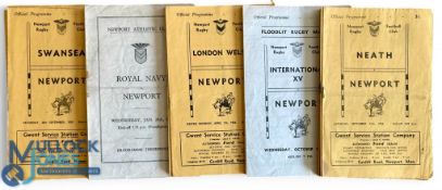 Sept 1956-Dec 1959 Newport Home Rugby Programmes (37): Late 1950s, good spread against the cream