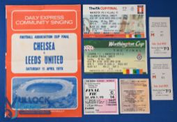 Selection to include 1970 FAC final Chelsea v Leeds Utd match ticket and Daily Express community
