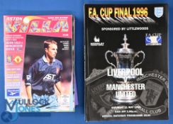 1995/96 Manchester Utd complete season away match programmes (19); FAC aways Sunderland, Reading,