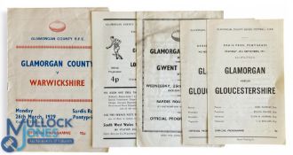 1971-79 Glamorgan County Rugby Programmes (5): Sept 1971 v Glos (2); Nov 71 v London Utd