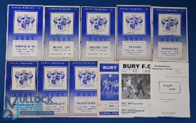 Selection of Bury home match programmes 1955/56 Sheffield Wednesday (sof), Bristol City (tc, hts),