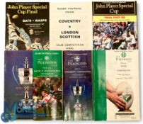 1974 & 1987-1992 RFU KO Cup Final Rugby Programmes (7): 3rd KO final and a run of six later ones.