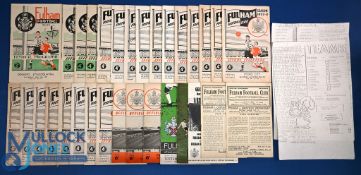 Selection of Fulham home match programmes 1946/47 Sheffield Wednesday, 1948/49 Queens Park