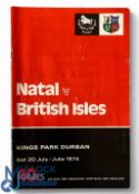 1974 British & I Lions v Natal Rugby Programme: Neat clean A5 issue from Durban, 36pp. Good