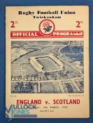 1938 England v Scotland Rugby Programme: 'Wilson Shaw's Match' as the Scots snatched the Triple