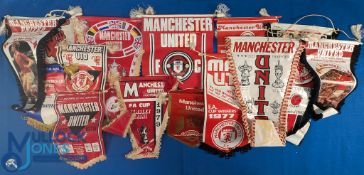 c1970-1980 Manchester United Football Pennants, some need cleaning a good collection of 14