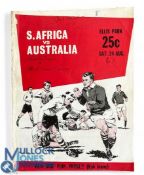 1963 S Africa v Australia 3rd Test Signed Rugby Programme: Ellis Park official souvenir issue signed