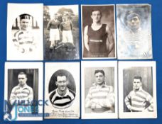8x Early Wigan and related Rugby League Postcards, examples inc J Sulivan, J Bennett, S H Hey, Johny