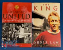 Two Manchester United signed books: Legends of United signed by Alex Stephney, David Sadler and
