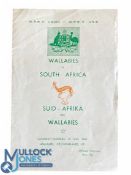 1963 S Africa v Australia 2nd Test Rugby Programme: Traditional white 4pp foldover W Province