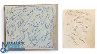1953 Autographed Cards of Wallaby Rugby Squad (2): One larger with good signatures of full team,