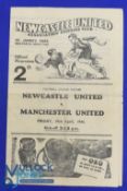 1945/46 Newcastle Utd v Manchester Utd league match 4 page programme 19 April 1946; fold (kept