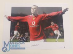 Wayne Rooney 'The Greatest Debut' hand signed limited edition colour print (312/500), by Big Blue