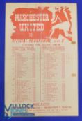 1948/49 Manchester Utd reserves v Wolves Central league match programme, single sheet 2 October