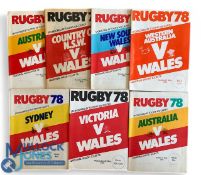 1978 Wales Tour to Australia Rugby Programmes (7): Missing only Queensland, & ACT, seven of the nine