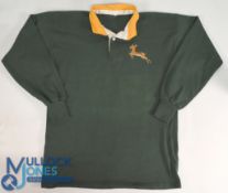 c1950s South Africa Springboks Rugby Jersey with No 15 patch to reverse in white and black