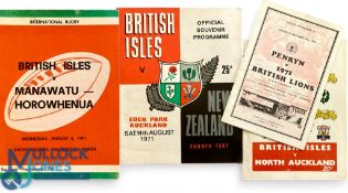 1971 British & I Lions in NZ etc Rugby Programmes (4): v Manawatu-Horowhenua, N Auckland, the