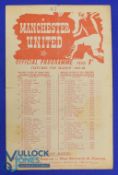 1947/48 Manchester Utd reserves v Derby County Central league match programme, single sheet 28