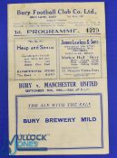 War time 1944/45 Bury v Manchester Utd. war league match programme 30 September 1944, 4 page; fair/