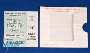 Ticket: 1966 World Cup Final match ticket 30 July England v West Germany at Wembley; comes