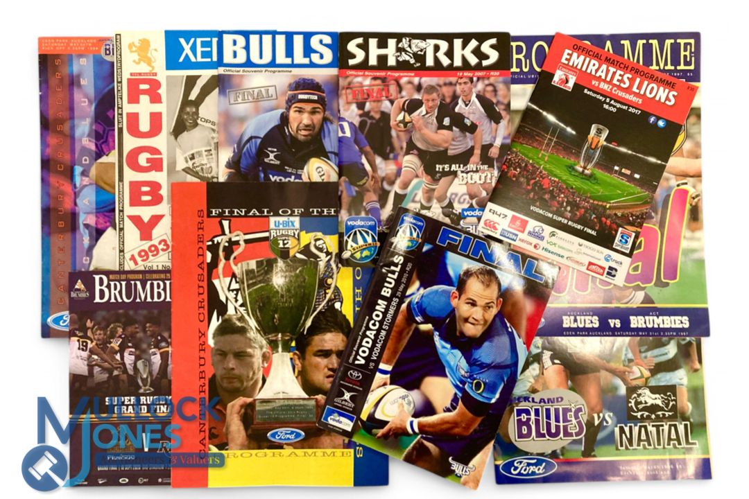 1993-2020 S Hemisphere Super Rugby Final Programmes (10): Variety of shapes & sizes for these big