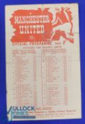 1948/49 Manchester Utd reserves v Leeds Utd Central league match programme single sheet, 11 December
