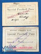 1921-1926 Welsh Rugby Union Newport Athletic Club Special Football Pass, Player complimentary issued