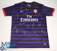 2012-13 Arsenal multi signed Replica Football Shirt, child's size short sleeve, with 15 assorted