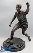 Large Bronzed metal Footballer Figure, on marble base, #40cm tall