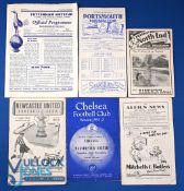 1951/52 Manchester Utd championship season away match programmes v Portsmouth (tc), Preston NE,