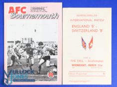 1956 England 'B' v Switzerland 'B' international match programme at Southampton 21 March 1956, 4