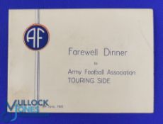 1945 Farewell Dinner to the Army FA Touring Side 9 June 1945 in Naples, 4 page card containing