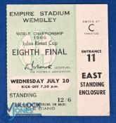 Ticket: 1966 World Cup 1/8 final match ticket England v France 20 July at Wembley; good. (1)