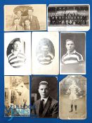 8x Early Wigan related Rugby League Postcards, with 6 examples - J Sulivan, Wigan team 1908-09, a