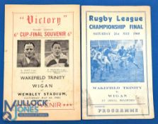 1946 & 1960 Rugby League Cup Final Souvenir Pirate Programmes, the 1946 one has a slight tear to