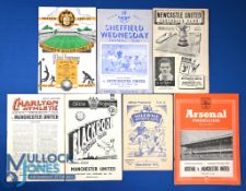 1952/53 Manchester Utd away match programmes v Wolves (tc), Sheffield Wednesday, Newcastle Utd (sl.