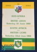 1968 British & I Lions Rugby Programme v S Africa, 2nd Test: v the Springboks, at Port Elizabeth,
