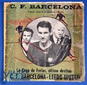 1971 ICFC play-off final Barcelona v Leeds Utd match programme; has creases, Sellotape, edge tear,