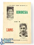 Scarce 1974 British & I Lions v Rhodesia Rugby Programme: Hard-to-obtain 24pp issue from