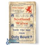 1935 Wales v Scotland Rugby programme: Poor, cover especially foxed, but…. scarce
