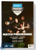 2017 Tonga v Wales at Auckland Rugby Programme: 50pp example which also covers the All Blacks v