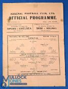 1945 Tour to Great Britain: Arsenal v Moscow Dynamo single sheet match programme 21 November 1945 at