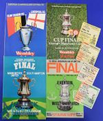 Selection of FA Cup final programmes 1968 Everton v WBA + match ticket, 1976 Manchester Utd v