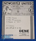 Pre-War 1935/1936 Newcastle Utd v Barnsley Div. 2 match programme 4 September 1935; covers loose,