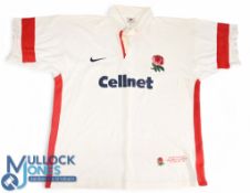 1998 Match-prepared England Jersey: Graham Rowntree no.21 unused prop sub's jersey v S Africa,